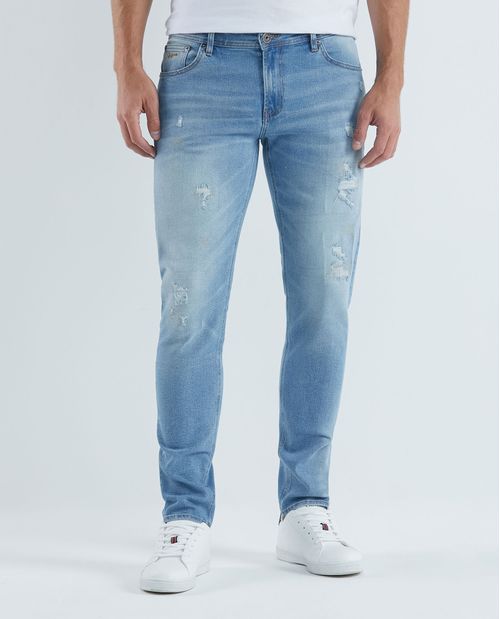 Jean de Hombre Straight Fit, Morrison, Bota Slim - Azul Claro Vintage