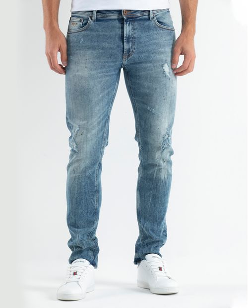Jean de Hombre Straight Fit, Morrison, Bota Slim - Azul Medio