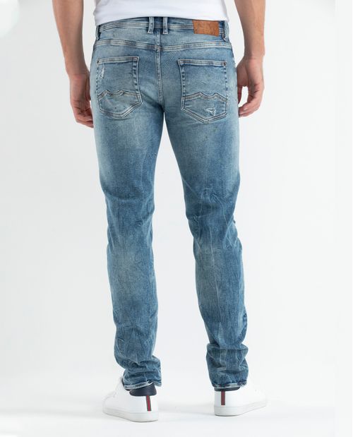 Jean de Hombre Straight Fit, Morrison, Bota Slim - Azul Medio