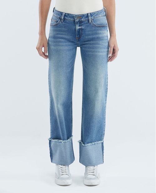 Jean de Mujer Low Rise, Rusty, Bota Relaxed - Azul Medio