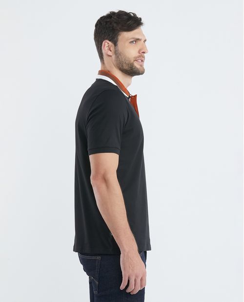 Camiseta de Hombre Tipo Polo, Classic Fit Manga Corta - Cuello Tejido Rayas