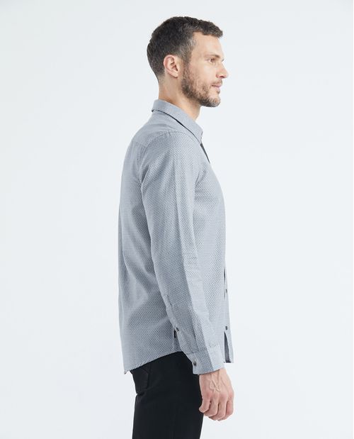 Camisa de Hombre, Slim Fit Manga Larga - Mini Print + Bolsillo