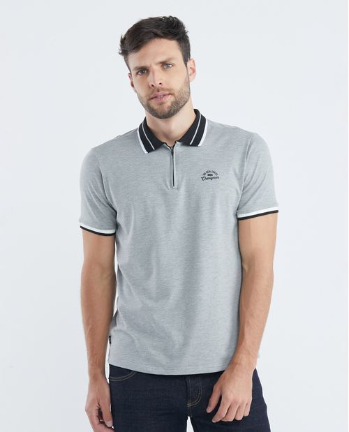 Camiseta de Hombre Tipo Polo, Classic Fit Manga Corta - Tejidos Rayas en Contraste