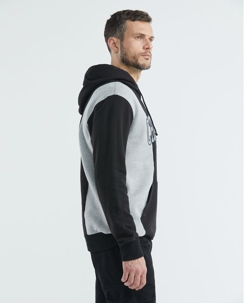 Buzo de Hombre, Cerrado con Capucha - Bloques de Color Jaspe