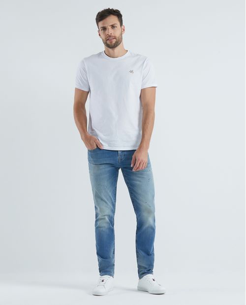 Jean de Hombre Slim Fit, Famous, Bota Slim - Azul Medio