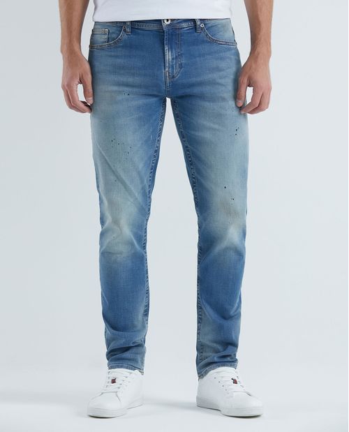 Jean de Hombre Slim Fit, Famous, Bota Slim - Azul Medio