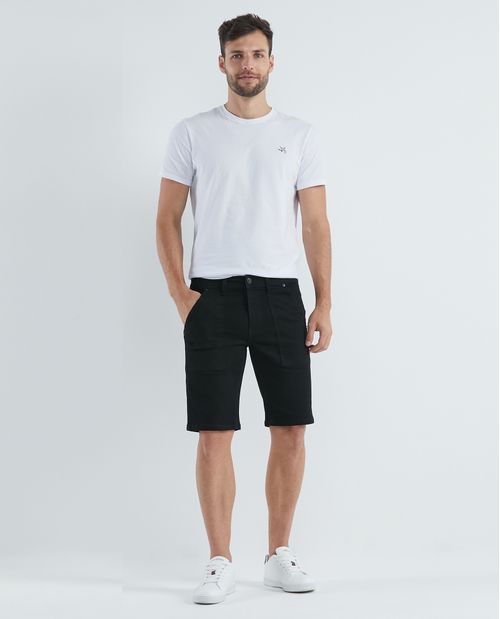 Bermuda de Hombre en Denim, Straight Fit - Negro Mate