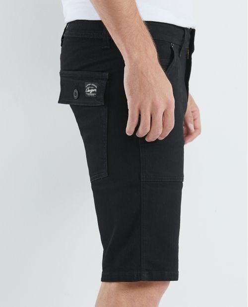 Bermuda de Hombre en Denim, Straight Fit - Negro Mate