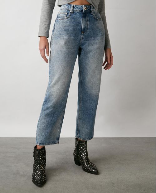 Jean de Mujer Straight Fit, Bota Relaxed - Azul Medio