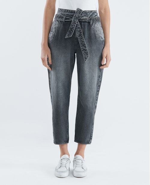 Jean de Mujer Paper Bag Fit, Boot Cut - Gris Oscuro