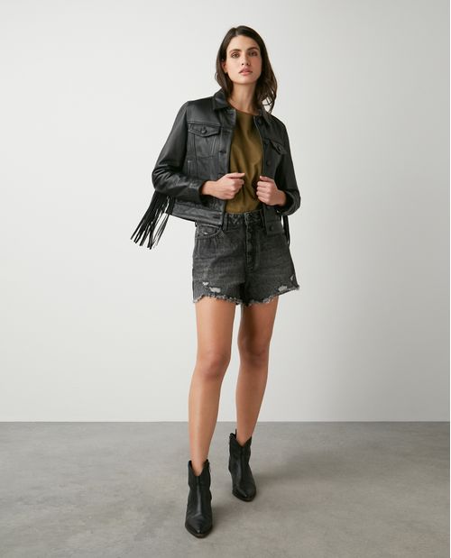 Short de Mujer en Denim, High Rise - Gris Oscuro Vintage