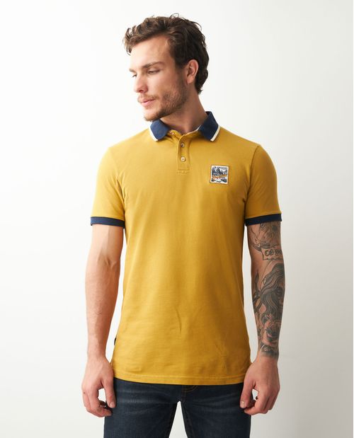 Camiseta de Hombre Tipo Polo, Slim Fit Manga Corta - Detalles en Contraste