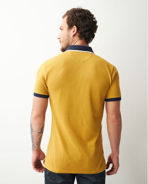 Camiseta de Hombre Tipo Polo, Slim Fit Manga Corta - Detalles en Contraste