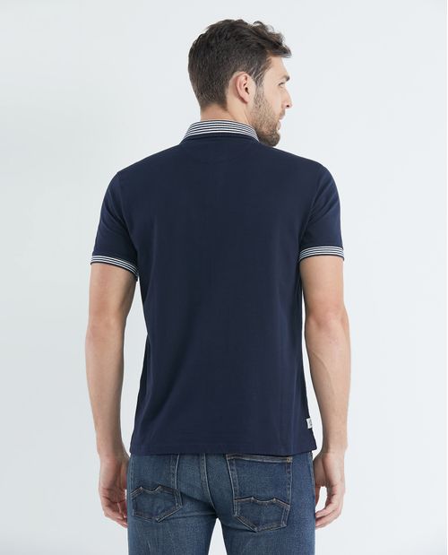 Camiseta de Hombre Tipo Polo, Classic Fit Manga Corta - Tejidos 1000 Rayas