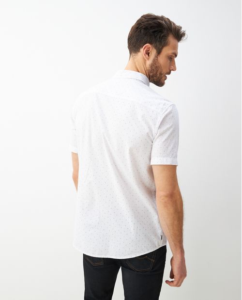 Camisa de Hombre, Classic Fit Manga Corta - Mini Print Geométrico