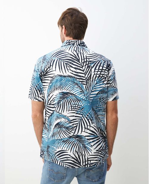 Camisa Resort de Hombre, Classic Fit Manga Corta - Maxi Print Hojas