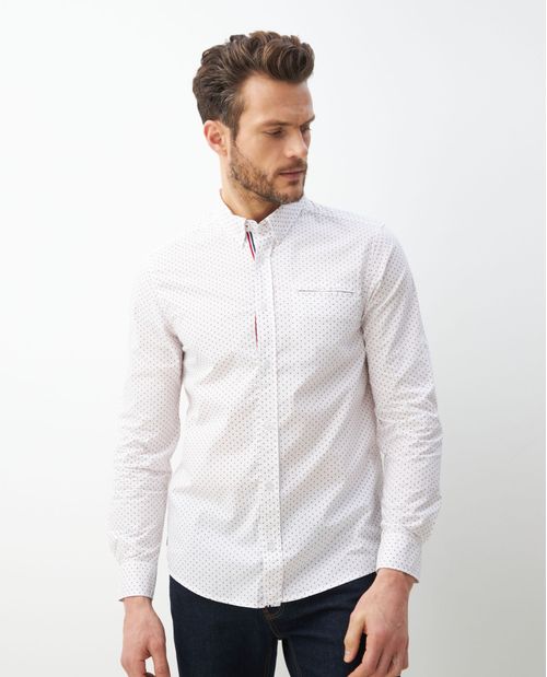 Camisa de Hombre, Classic Fit Manga Larga - Mini Print Geométrico