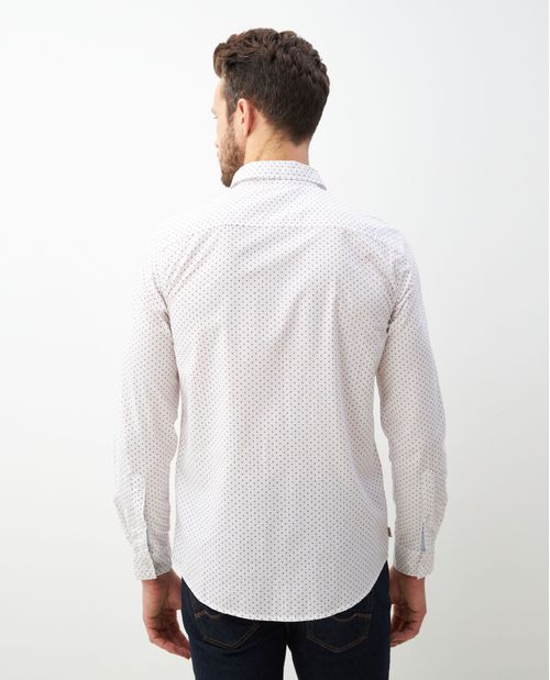 Camisa de Hombre, Classic Fit Manga Larga - Mini Print Geométrico