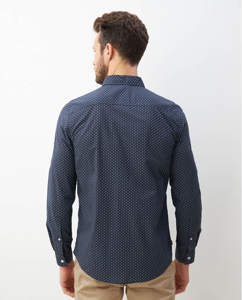 Camisa de Hombre, Classic Fit Manga Larga - Mini Print Geométrico