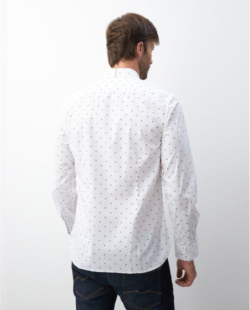 Camisa Premium de Hombre, Slim Fit Manga Larga - Mini Print Flores