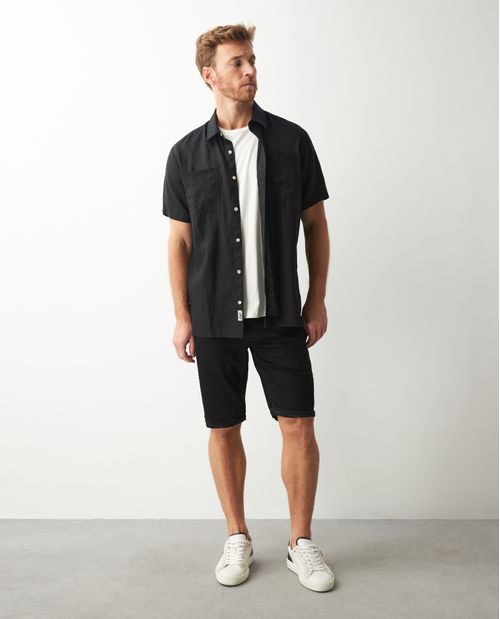 Camisa de Hombre, Classic Fit Manga Corta - Lino