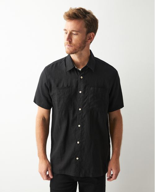 Camisa de Hombre, Classic Fit Manga Corta - Lino