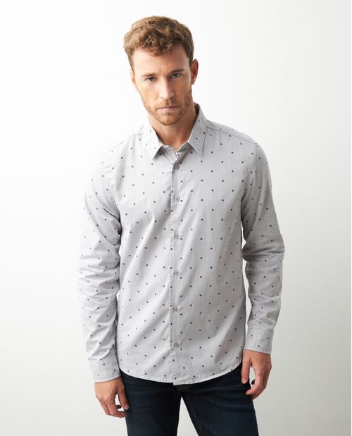 Camisa de Hombre, Slim Fit Manga Larga - Mini Print Flores