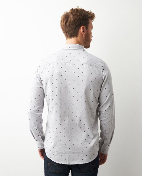 Camisa de Hombre, Slim Fit Manga Larga - Mini Print Flores