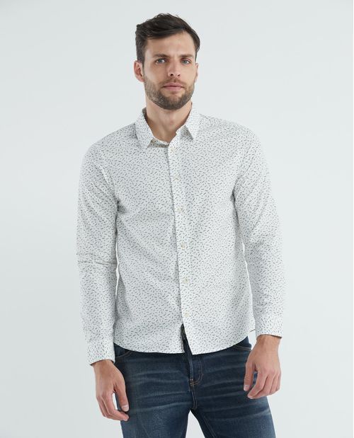 Camisa de Hombre, Slim Fit Manga Larga - Mini Print