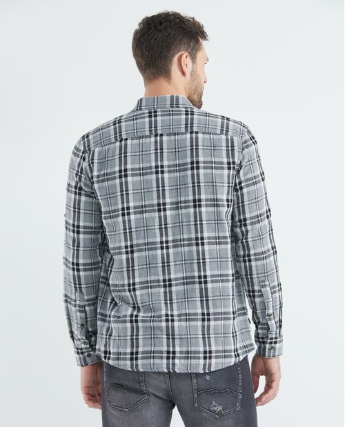 Camisa de Hombre, Classic Fit Manga Larga - Cuadros Doble Tela
