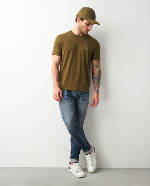 Camiseta de Hombre, Slim Fit Cuello Redondo - Algodón Pima