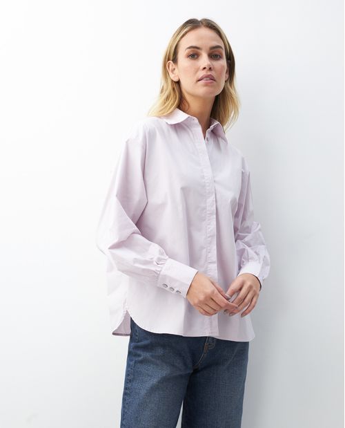 Camisa de Mujer, Silueta Recta Manga Larga - Diseño Oversized
