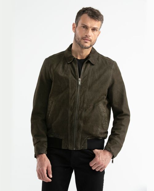 Chaqueta de Hombre en Cuero, Silueta Clásica - Piel de Cordero y Nubuck
