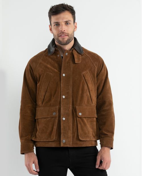 Chaqueta de Hombre en Cuero, Tipo Parka - Serraje