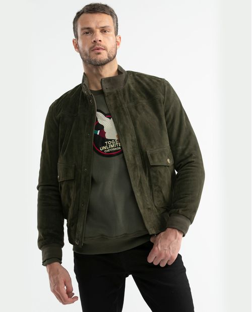 Chaqueta de Hombre en Cuero, Silueta Clásica - Acabado Repelente al Agua