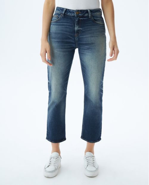 Jean de Mujer Medium Rise, Boyfit, Boot Cut - Azul Oscuro Heritage