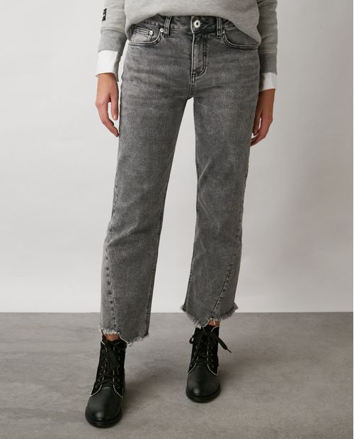 Jean de Mujer High Rise, Cosmo, Bota Relaxed - Gris Oscuro