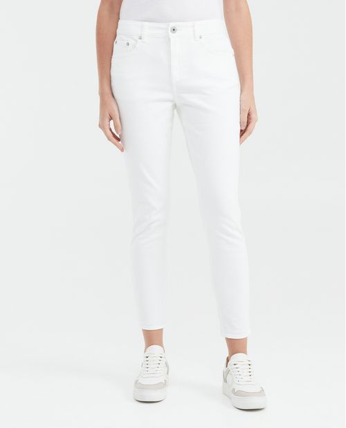 Jean High Rise Bota Slim Azul Denim Color Crudo para Mujer