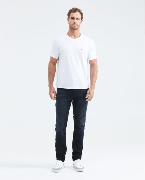 Jean Slim Fit Tiro Medio Bota Slim Azul Ultra Oscuro para Hombre