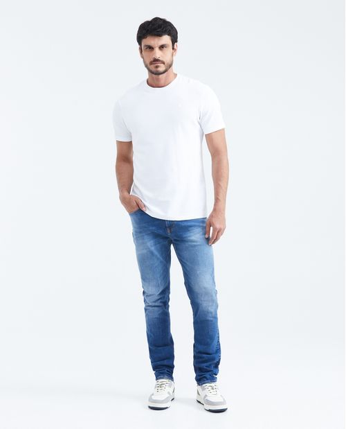 Jean straight Tiro Medio Fit Bota Slim Azul Medio para Hombre