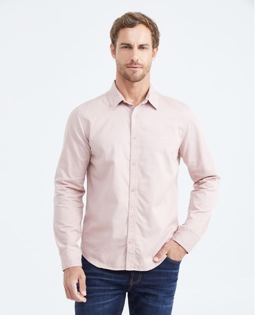 Camisa Slim Fit Manga Larga en Algodón para Hombre