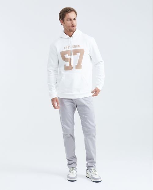 Buzo cerrado con Capucha y Estampado Frontal para Hombre