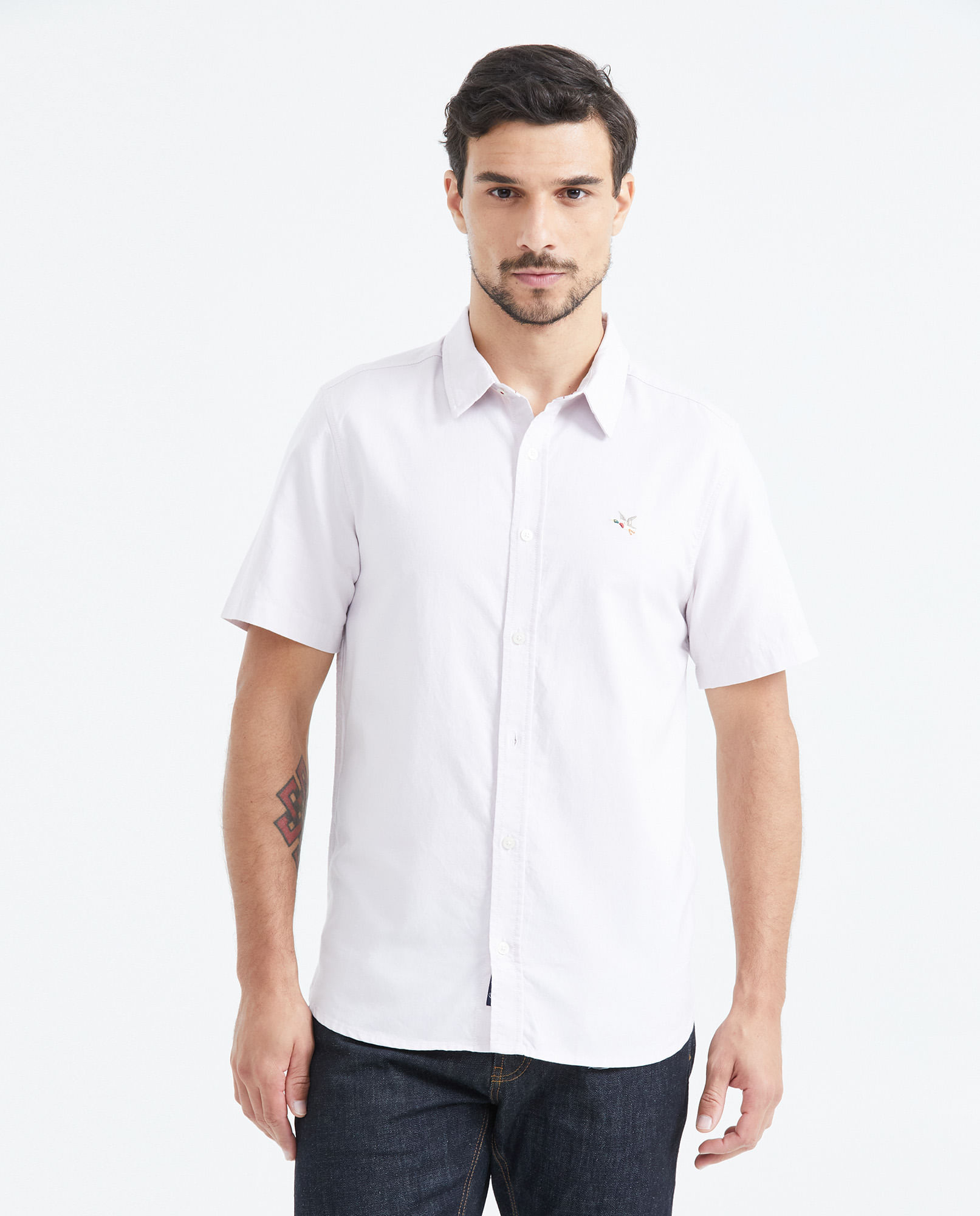 Camisa Slim Fit Manga Corta en Oxford Algodón para Hombre Tienda