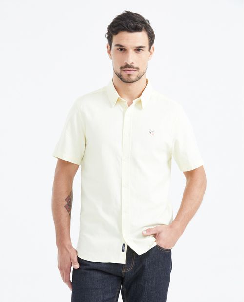 Camisa Slim Fit Manga Corta en Oxford Algodón para Hombre