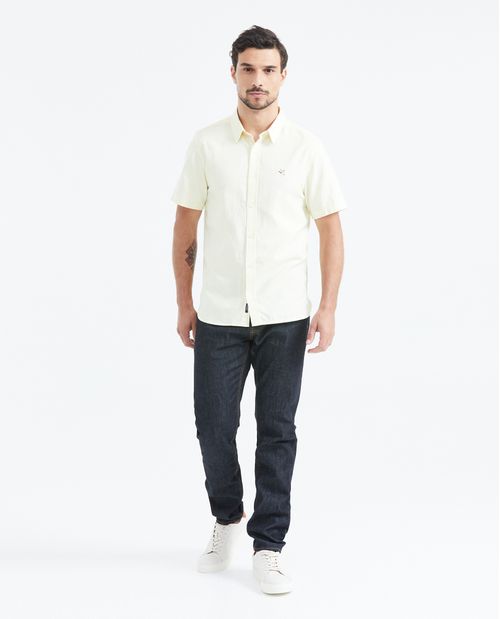 Camisa Slim Fit Manga Corta en Oxford Algodón para Hombre