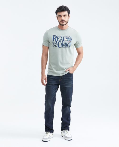 Camiseta Slim Fit Estampada Cuello Redondo para Hombre