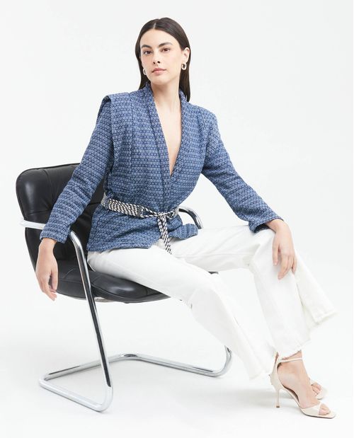 Chaqueta Tipo Kimono con Cinturón para Mujer