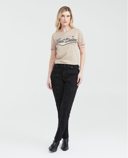 Camiseta Estampada con Detalles Bordados para Mujer