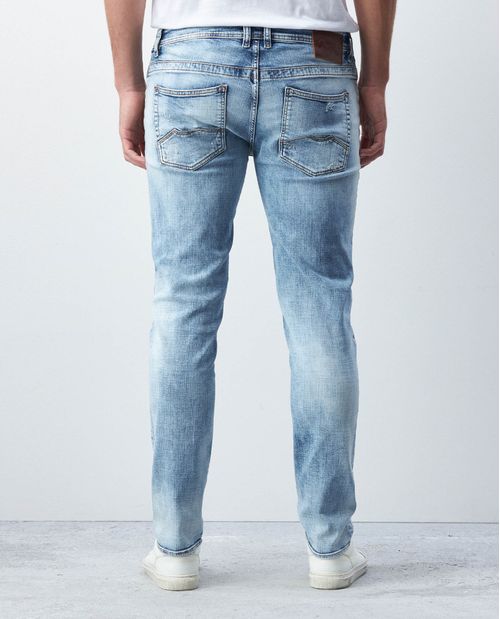 Jean de Hombre Famous Pulse, Slim Fit Bota Slim - Azul Claro
