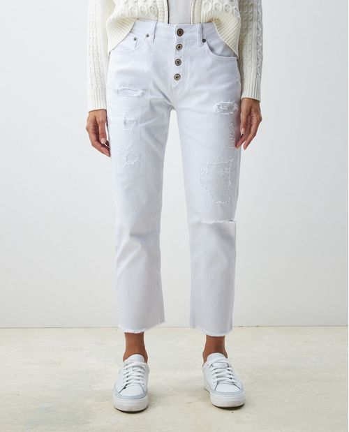 Jean de Mujer High Cosmo Pulse, Super High Rise Bota Relaxed - Blanco